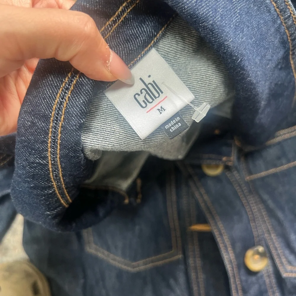 CAbi Dark Blue Denim Belted Jacket